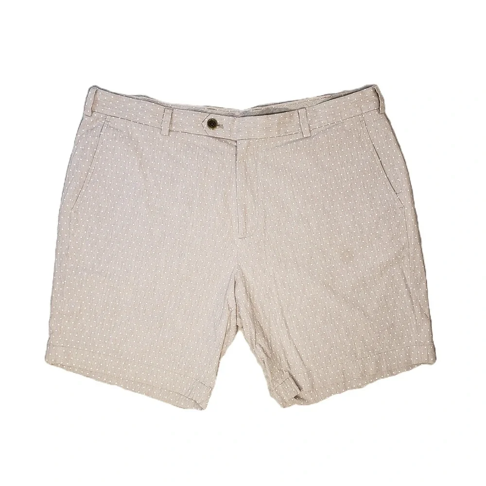 Brooks Brothers Bermuda Shorts Mens W40 Grey Polka Dot Cotton Stretch Prep Golf‎